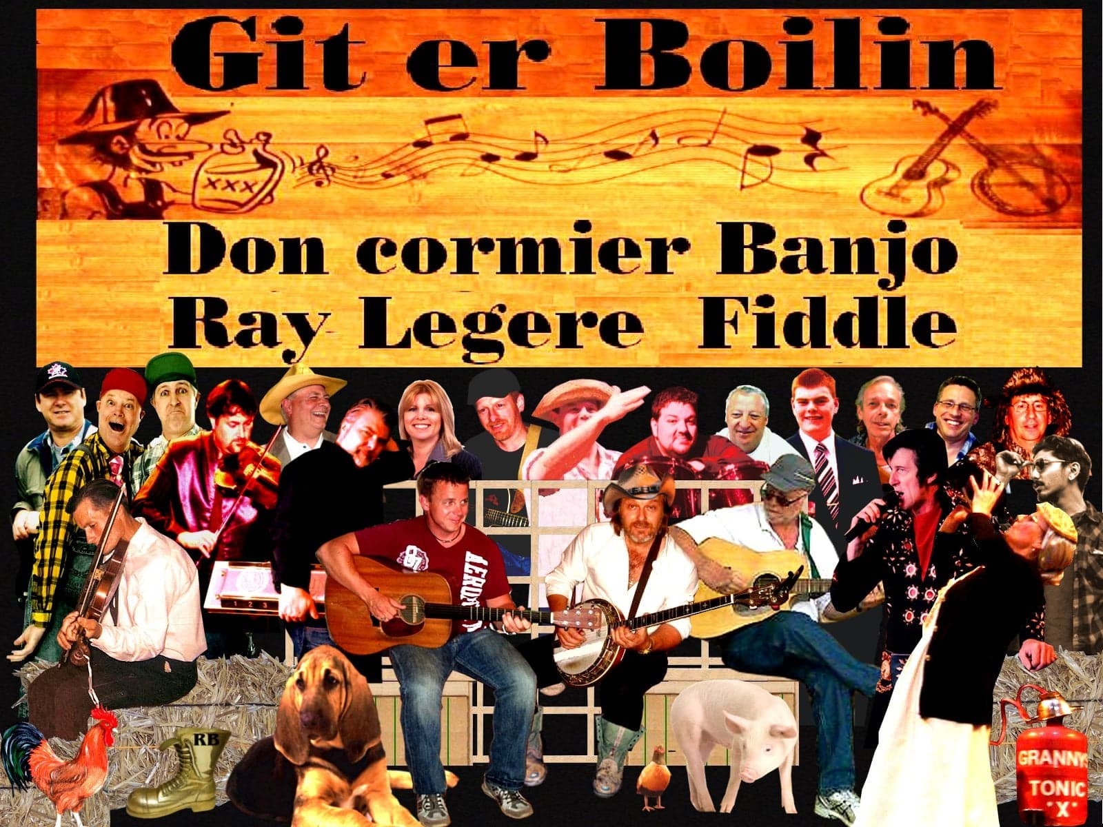 A large group of people on a stage with the Git er Boilin banner along the top.