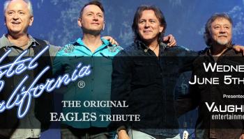 Four men standing with arms around each other. The words Hotel California and the date June 5th 2024 are overlaid across the image.