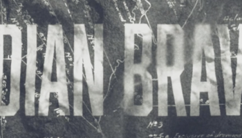 A black and white image with the words Indian Braves across drafting paper.