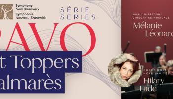 The words Bravo Chart Toppers Palmares on the left of the image and the conductor smiling on the right side of the image.