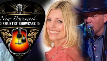 Four headshots of artists with the NB Country Showcase logo in the middle.