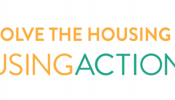 The title in orange and in bold orange and green lettering HOUSINGACTION.CA on a white background.