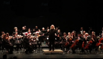 An image of the Fredericton Symphony Orchestra onstage with their instruements.