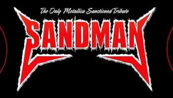 Centered in the image is the word, 'Sandman' in red lettering with the Time Ward Promotions logo on either side over a black background.