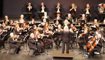 An image of the Fredericton Symphony Orchestra set up on stage.