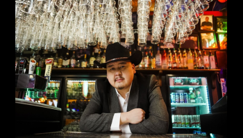An image of William Prince in a bar. 