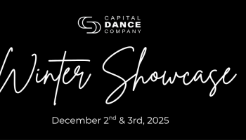 Capital Dance Company Winter Showcase in white lettering on a black background.
