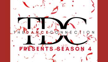 The words, 'TDC The Dance Connection presents Season 4' in black and red lettering over a white background with red confetti.