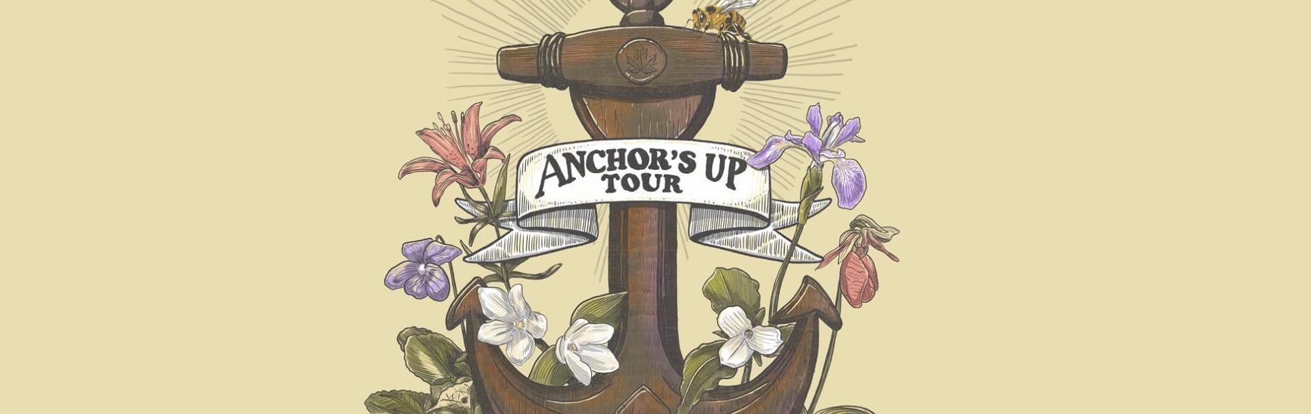 An anchor surrounded by flowers. 