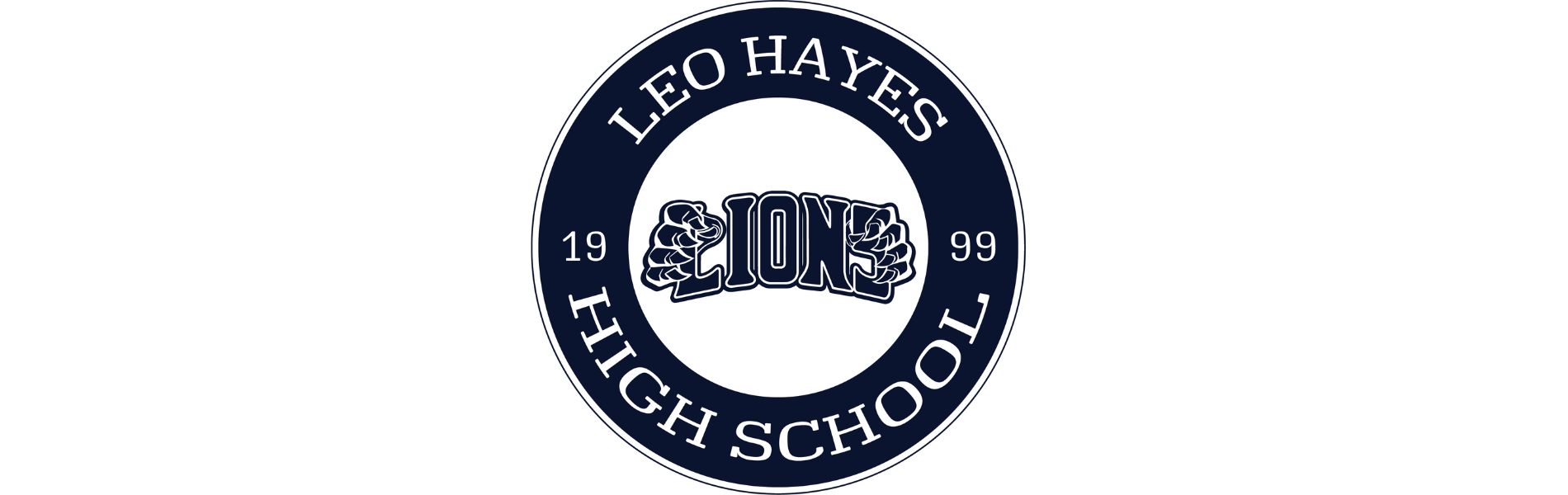 Leo Hayes Logo in white and navy blue. 