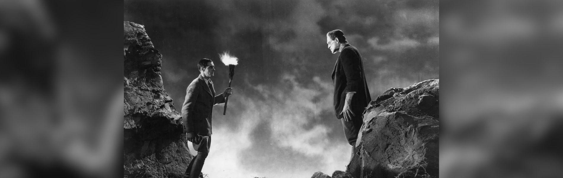 Frankenstein and his creation face off.